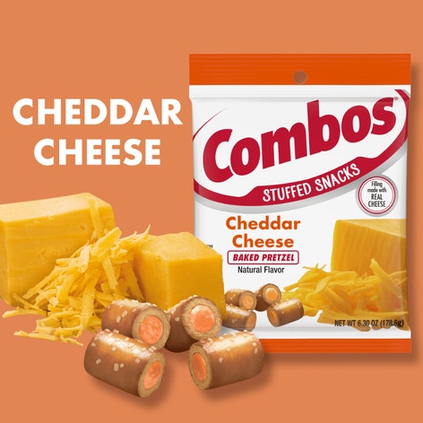 COMBOS Cheddar Cheese Pretzel Baked Snacks, 6.3 oz Bag