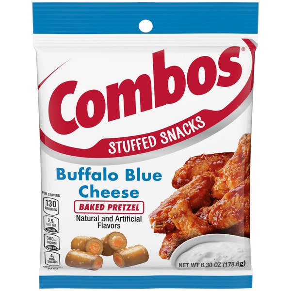 COMBOS Buffalo Blue Cheese Pretzel Baked Snacks, 6.3 oz Bag
