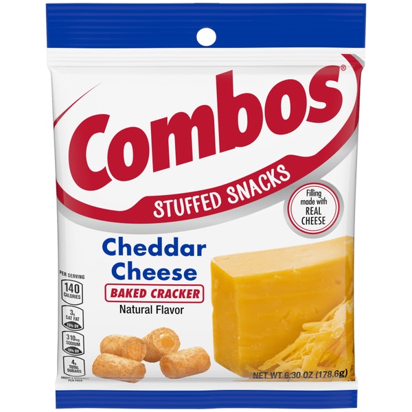 COMBOS Cheddar Cheese Cracker Baked Snacks Bag, 6.3 oz Bag