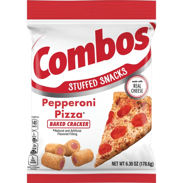 COMBOS Pepperoni Pizza Cracker Baked Snacks, 6.3 oz Bag