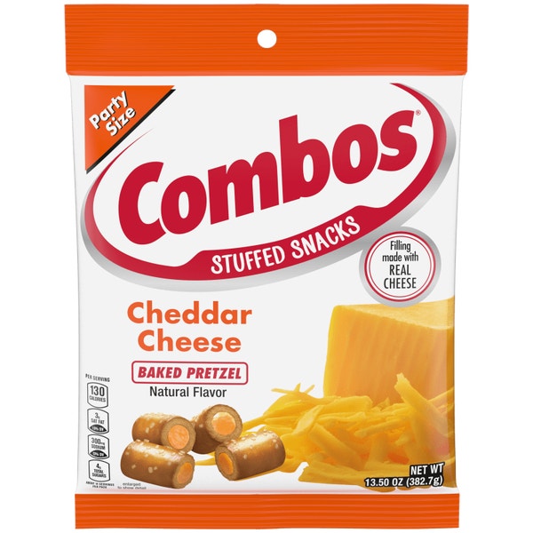 COMBOS Cheddar Cheese Pretzel Baked Snacks, 13.5 oz Party Bag