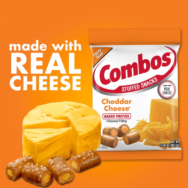 COMBOS Cheddar Cheese Pretzel Baked Snacks, 13.5 oz Party Bag