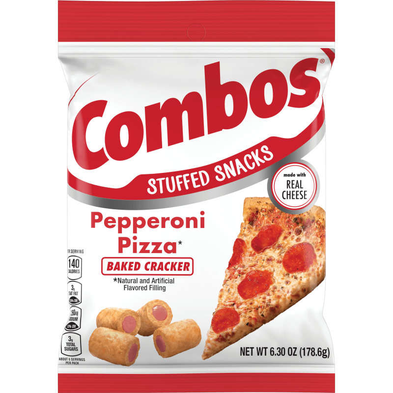 COMBOS Pepperoni Pizza Cracker Baked Snacks, 6.3 oz Bag